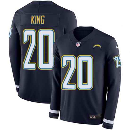 Nike Chargers #20 Desmond King Navy Blue Team Color Men Stitched NFL Limited Therma Long Sleeve Jersey